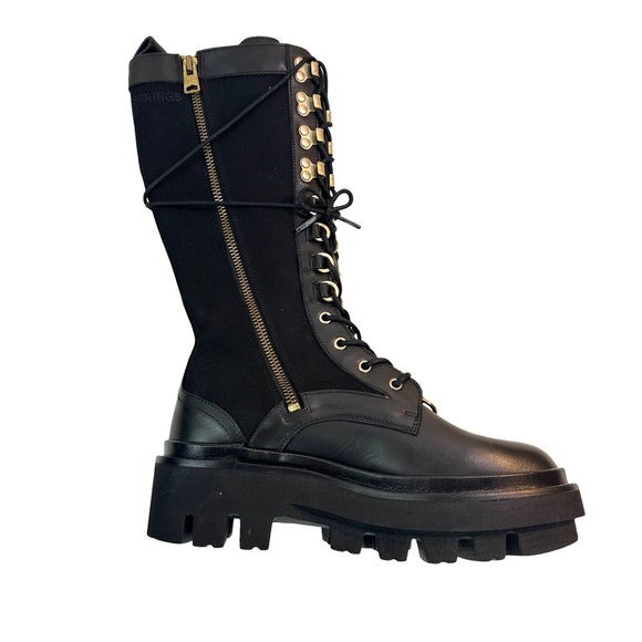 ALLSAINTS Women’s Beth Leather & Canvas Tall Platform Boots Size:6 US/ 36 EU NEW - Picture 3 of 16